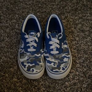 Vans Kids Blue and Gray Camo Sneakers